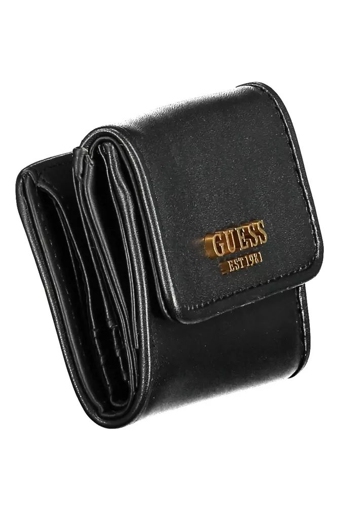 Guess Jeans – Elegante schwarze Geldbörse aus Polyethylen mit zwei Fächern
