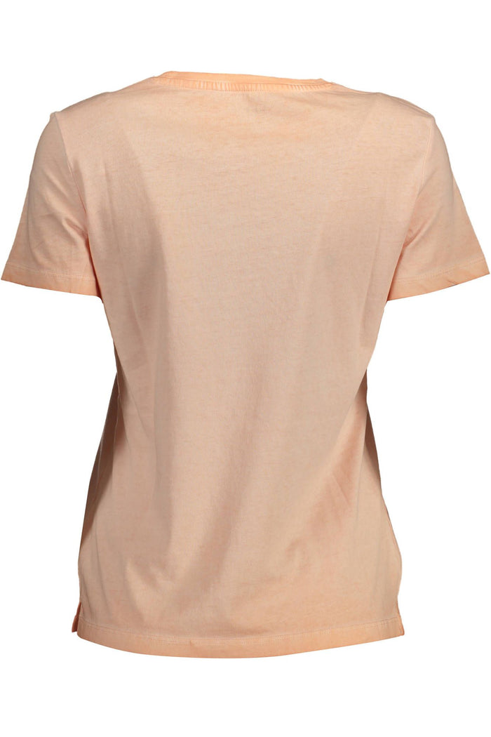 Guess Jeans – Schickes T-Shirt mit aufgesticktem Logo in Rosa