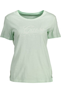 Guess Jeans – Elegantes, grünes T-Shirt mit gesticktem Logo