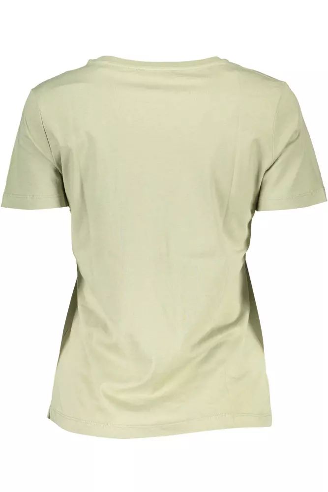 Guess Jeans – Schickes grünes Logo-T-Shirt mit weitem Ausschnitt