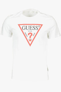 Guess Jeans Sleek Slim Fit White Tee with Logo Print