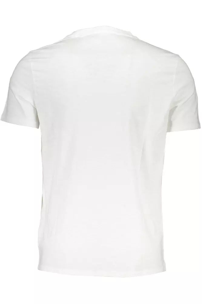 Guess Jeans – Schickes T-Shirt mit bestickter Tasche in reinem Weiß