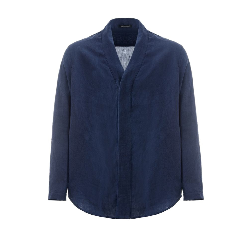 Emporio Armani Elegant Blue Linen Men's Jacket