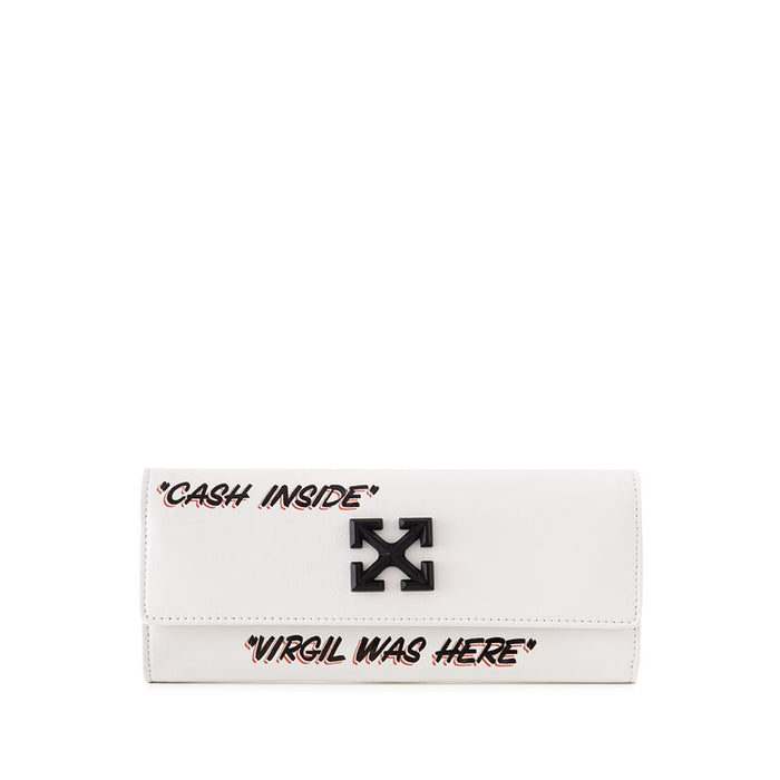 Off-White Sleek White Leather Wallet for the Style-Savvy