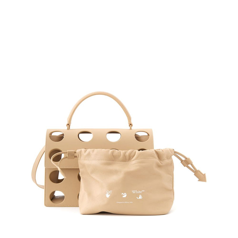 Handtasche aus cremeweißem, beigefarbenem Leder
