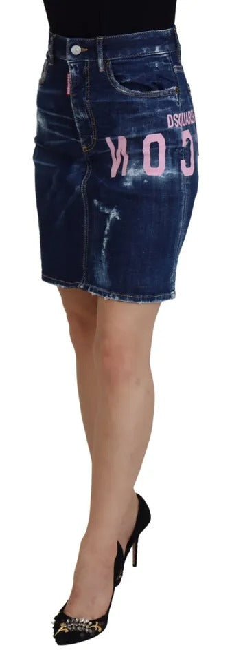Dsquared² Blue Icon High Waist Denim Mini Boston Jean Skirt