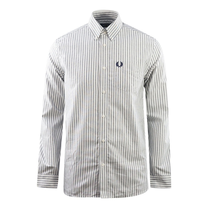 Fred Perry Lässiges, gestreiftes Dark Carbon Oxford-Hemd