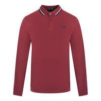 Fred Perry Twin Tipped Langarm-Poloshirt in Rot