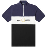Fred Perry Zipped Funnel Neck Blue Polo Shirt - Nova Clothing