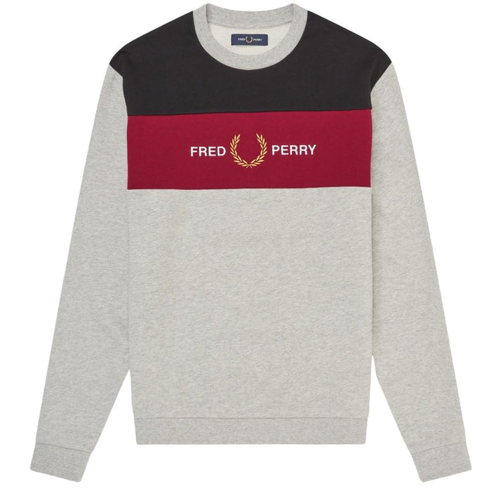 Fred Perry Colourblock M8597 127 Grauer Pullover