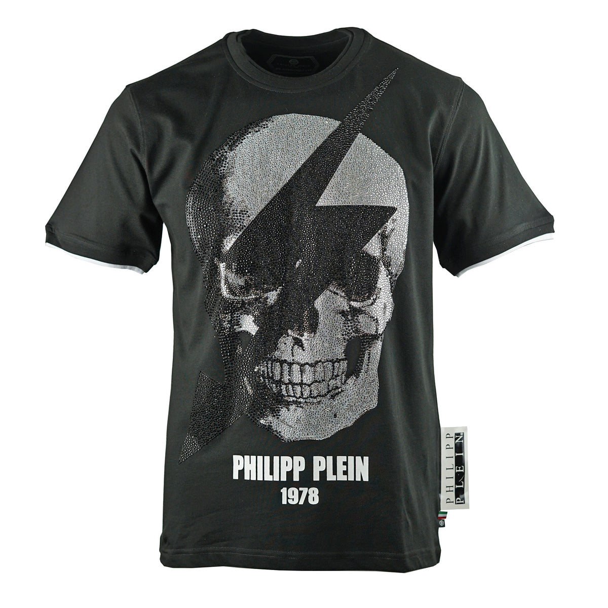 Philipp Plein Mens T Shirt Round Neck Thunder Mtk3332 02 Black