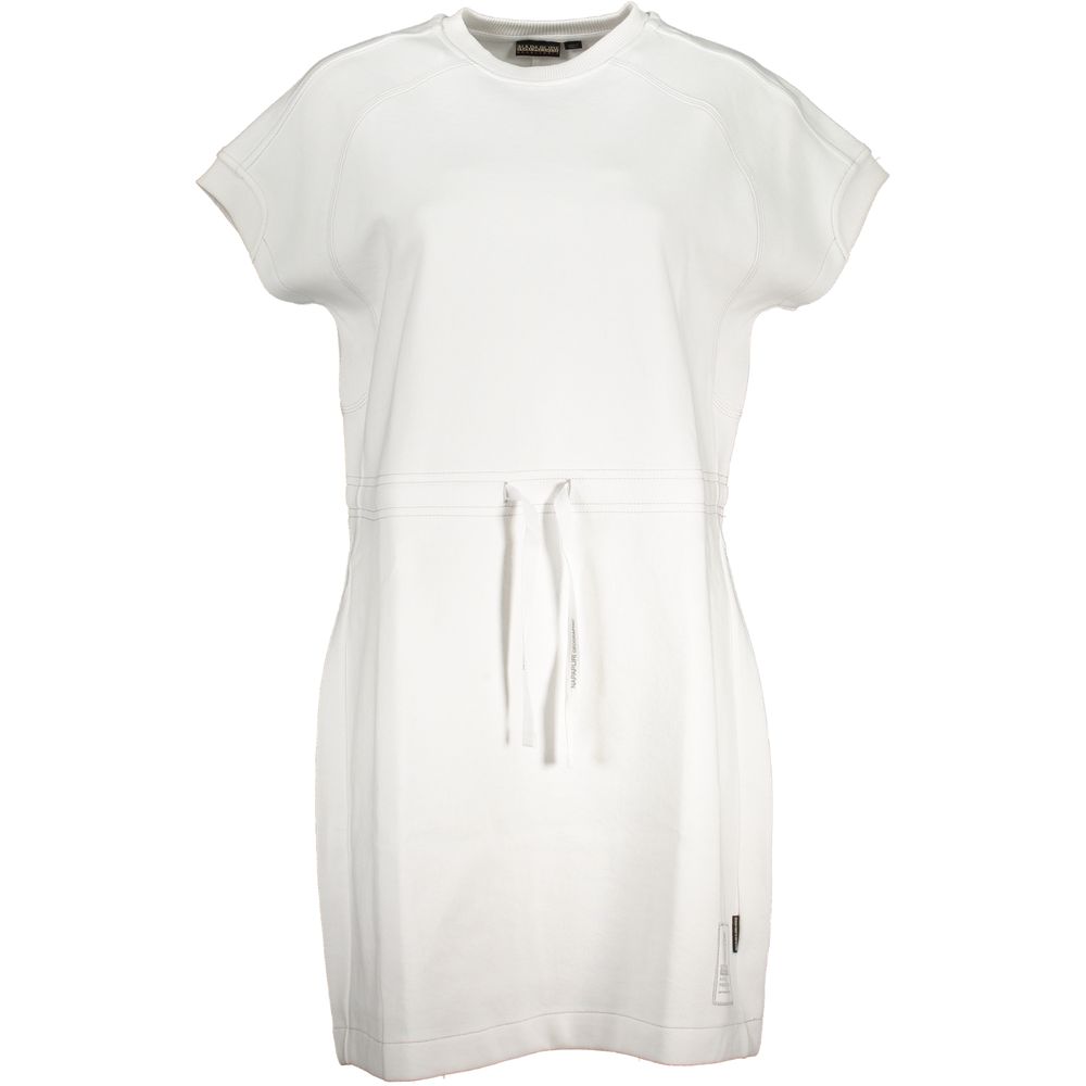 Napapijri – Schickes, weißes, sportliches Kleid mit Rundhalsausschnitt und Logo