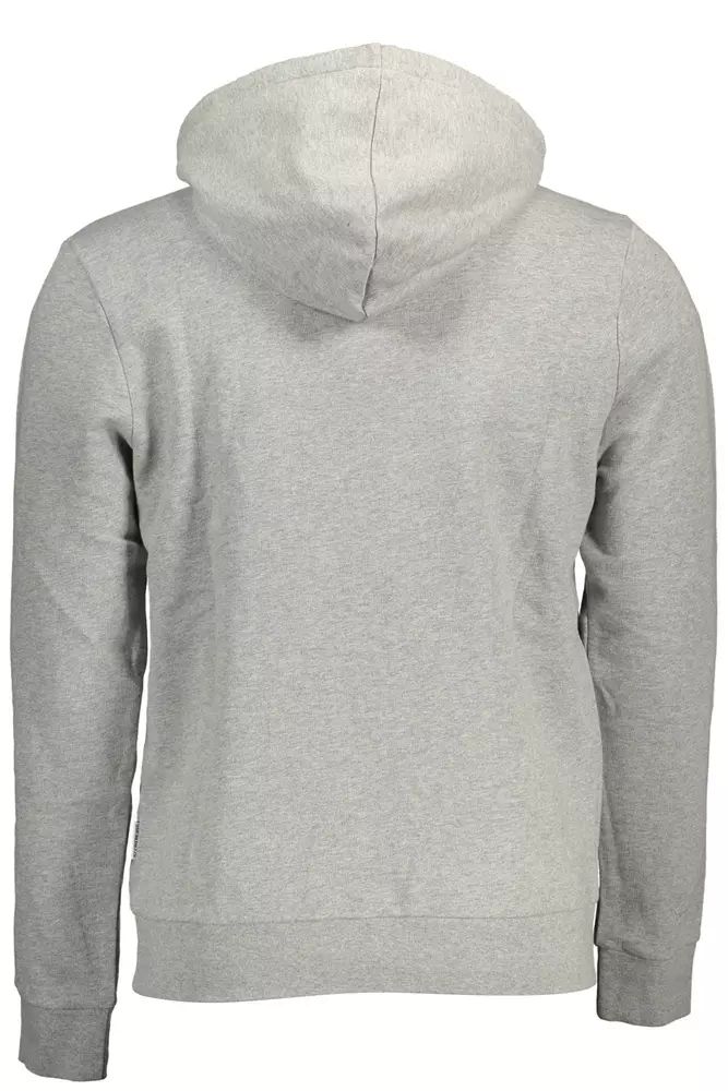 Napapijri – Schickes, graues Kapuzensweatshirt mit Reißverschlusstasche