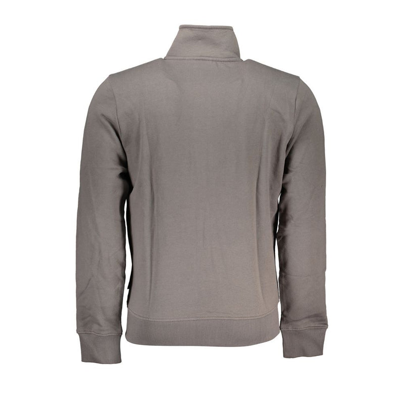 Napapijri – Exklusives, graues Sweatshirt mit Reißverschluss und Stickerei