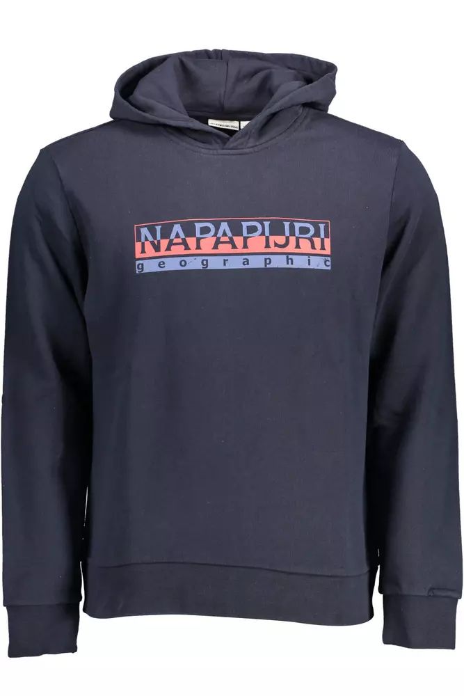 Napapijri – Schickes, blaues Baumwoll-Sweatshirt mit Kapuze und Logo-Print