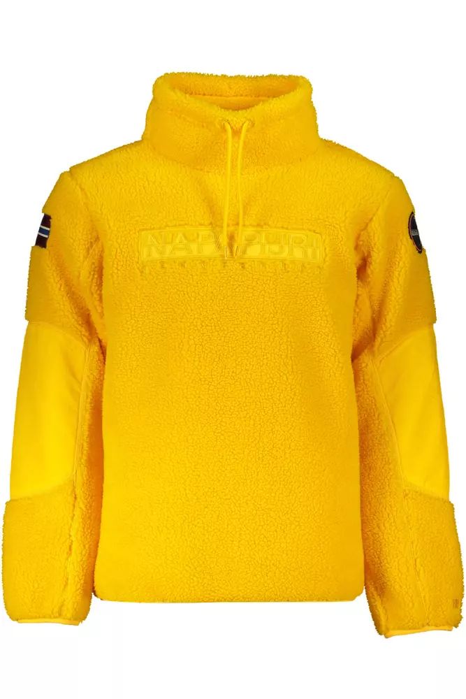Napapijri – Schicker, bestickter Pullover mit hohem Kragen in Gelb