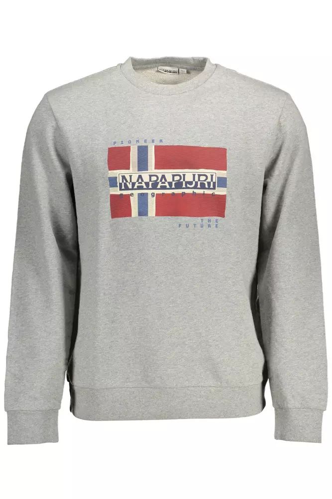 Napapijri – Schickes, graues Baumwoll-Sweatshirt mit ikonischem Print