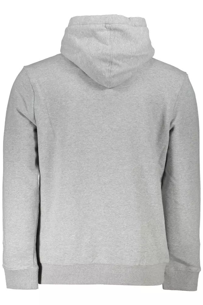 Napapijri – Schickes, graues Kapuzensweatshirt mit halbem Reißverschluss
