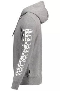 Napapijri – Schickes, graues Sweatshirt aus Baumwollmischung mit Kapuze