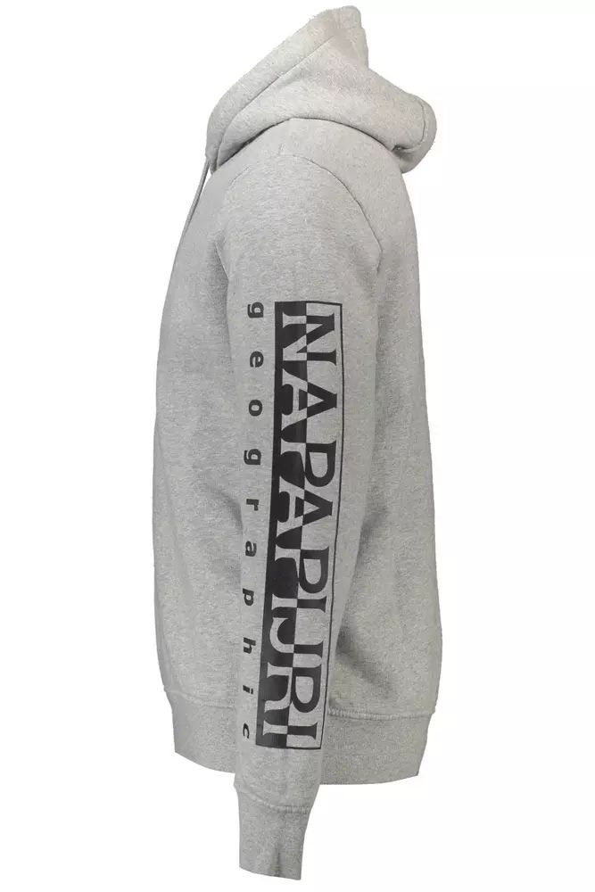 Napapijri Chic Gray Hooded Sweatshirt with Logo Detail