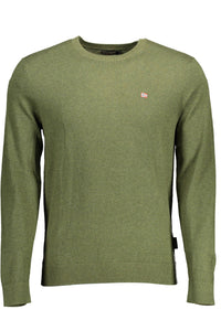 Napapijri – Smaragdgrüner Pullover mit Rundhalsausschnitt und Stickerei
