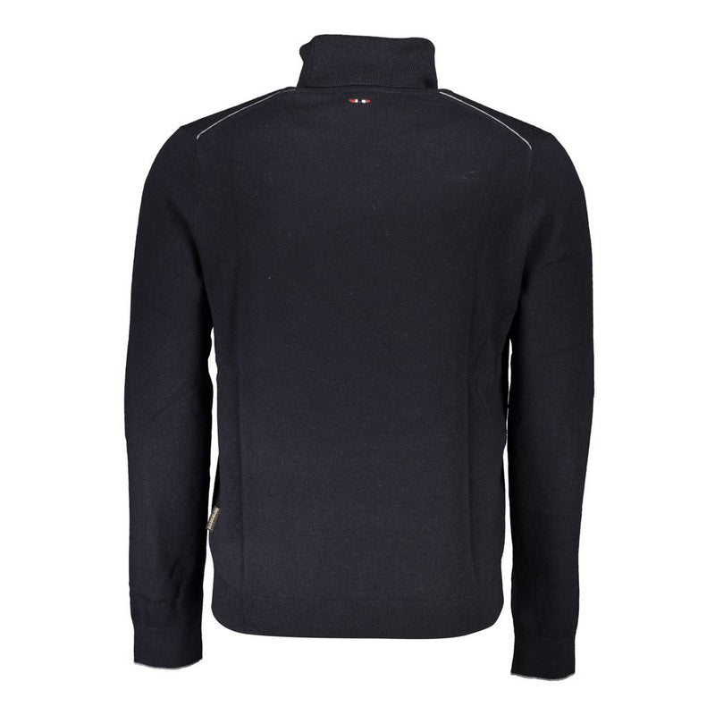 Napapijri – Hochgeschlossener, bestickter schwarzer Pullover