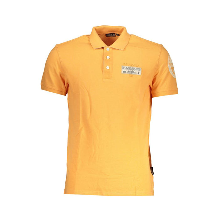 Napapijri – Schickes orangefarbenes Poloshirt mit Kontrastdetails