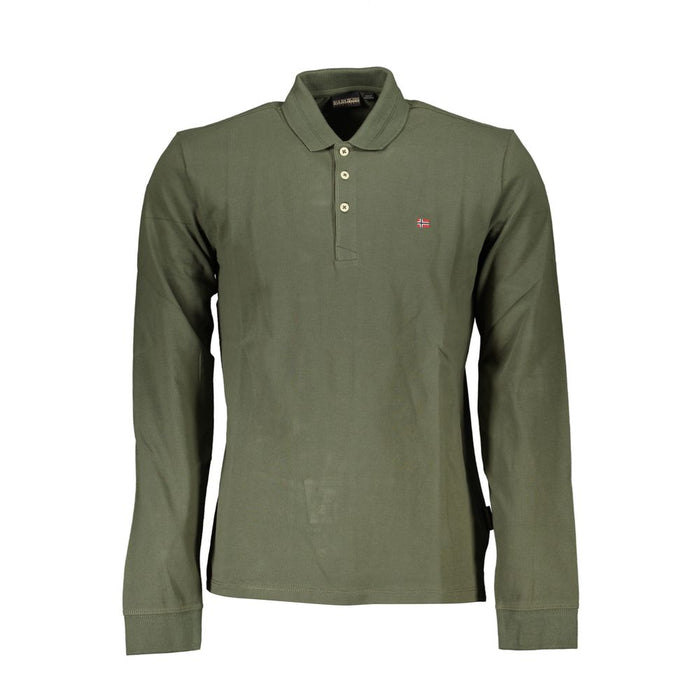 Napapijri – Klassisches Poloshirt aus smaragdgrüner Baumwolle – Langarm