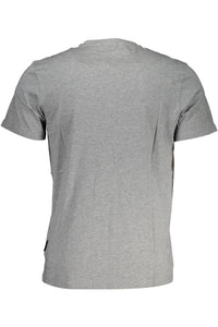 Napapijri Embroidered Logo Gray Cotton T-Shirt