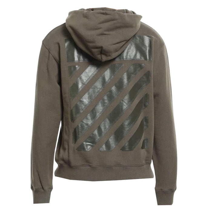 Off-White OMBE013S22FLE003 5656 Slim Fit grüner Kapuzenpullover mit Reißverschluss