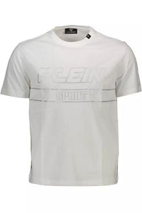 Plein Sport – T-Shirt aus makellos weißer Baumwolle mit kräftigen Akzenten