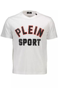 Plein Sport – Schickes weißes T-Shirt mit Rundhalsausschnitt und kontrastierenden Akzenten