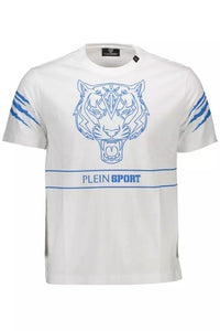 Plein Sport – Schickes weißes Baumwoll-T-Shirt mit kräftigen Kontrasten
