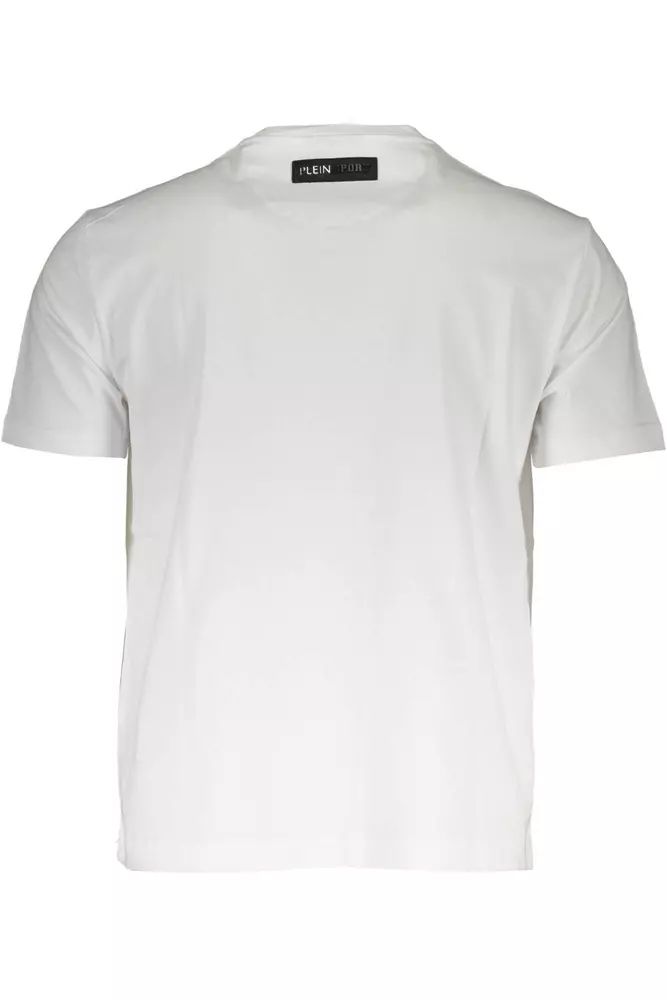 Plein Sport – Weißes T-Shirt aus Baumwolle mit Rundhalsausschnitt und auffälligem Aufdruck
