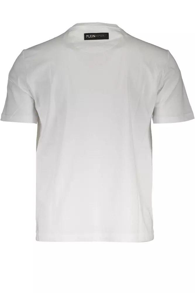 Plein Sport – Weißes Baumwoll-T-Shirt mit Rundhalsausschnitt und Aufdruck