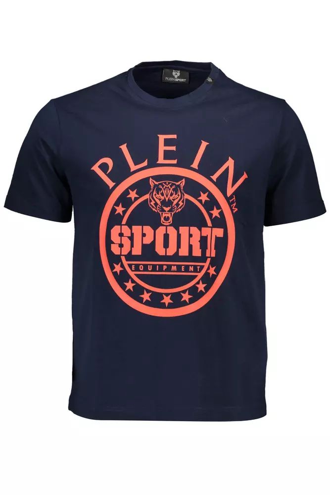 Blaues Baumwoll-T-Shirt von Plein Sport Elegance mit charakteristischen Details