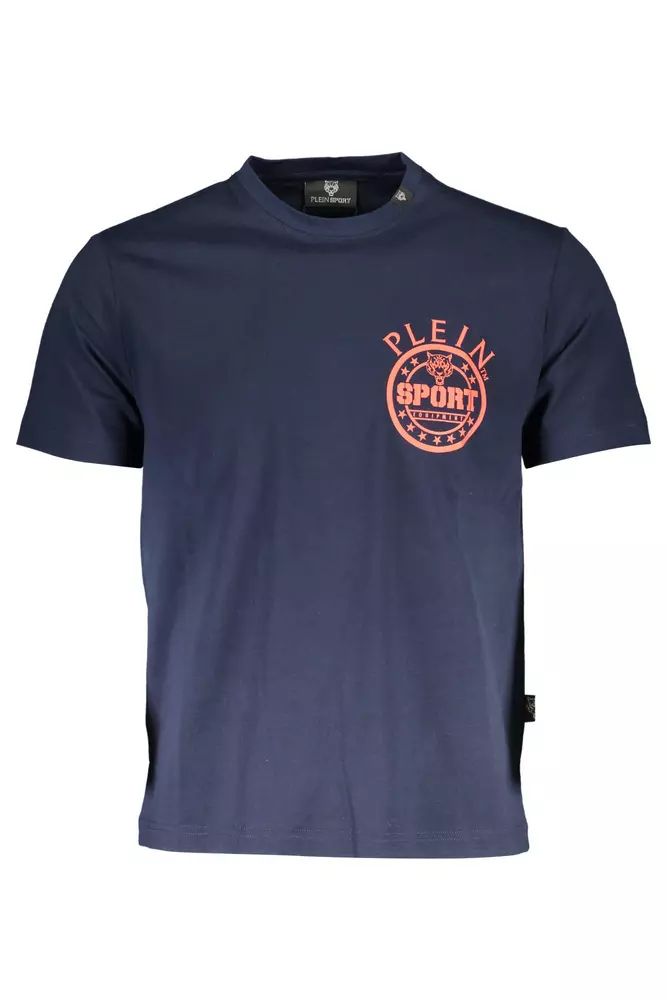 Plein Sport – Schickes blaues Baumwoll-T-Shirt mit ikonischem Aufdruck