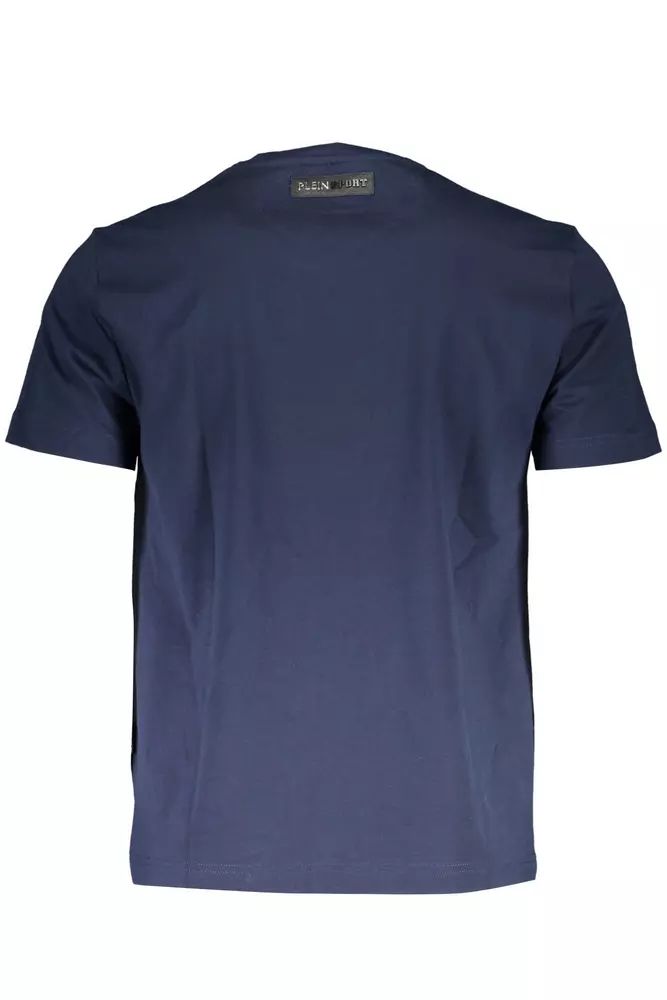 Plein Sport – Baumwoll-T-Shirt mit V-Ausschnitt und Logo-Print