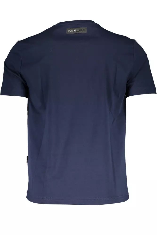 Plein Sport – Schickes, blaues T-Shirt mit Rundhalsausschnitt und Print