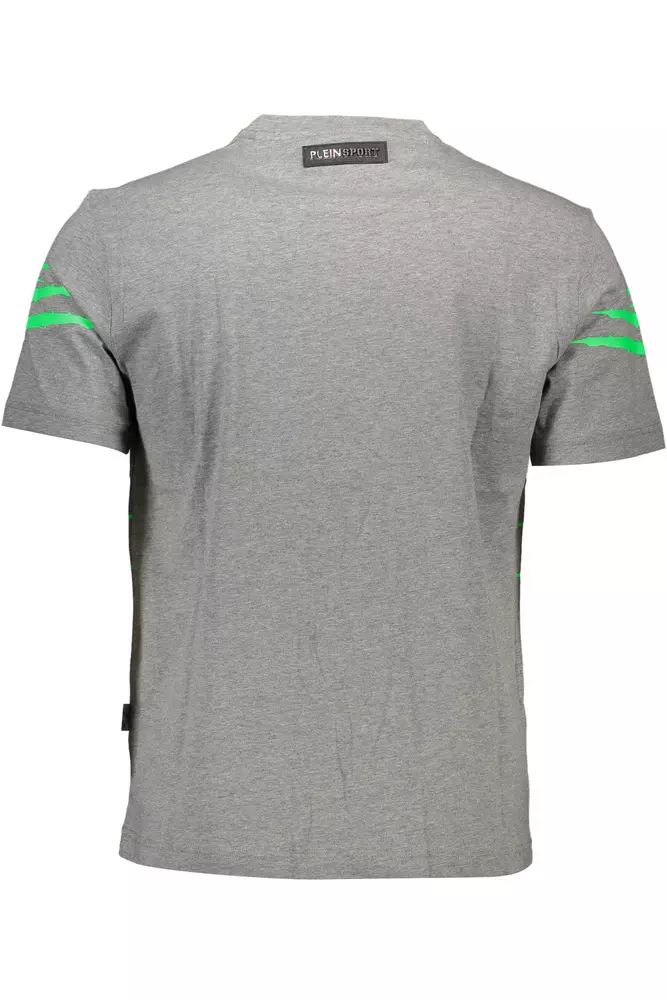 Plein Sport – Schickes, graues Designer-T-Shirt mit Rundhalsausschnitt