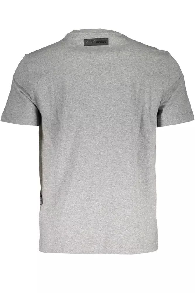 Plein Sport – Schickes, graues T-Shirt aus Baumwolle mit Rundhalsausschnitt und Logo-Print