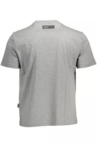 Plein Sport – Schickes graues T-Shirt mit Rundhalsausschnitt und kräftigen Akzenten