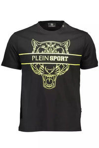 Plein Sport – Schickes schwarzes T-Shirt aus Baumwolle mit Rundhalsausschnitt und Logo