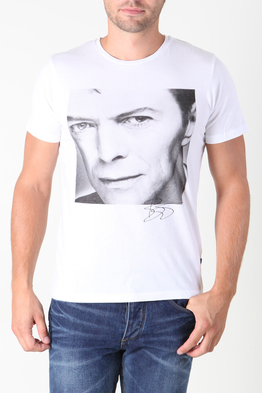 Jack And Jones Mens T Shirt Premium David Bowie Tee White