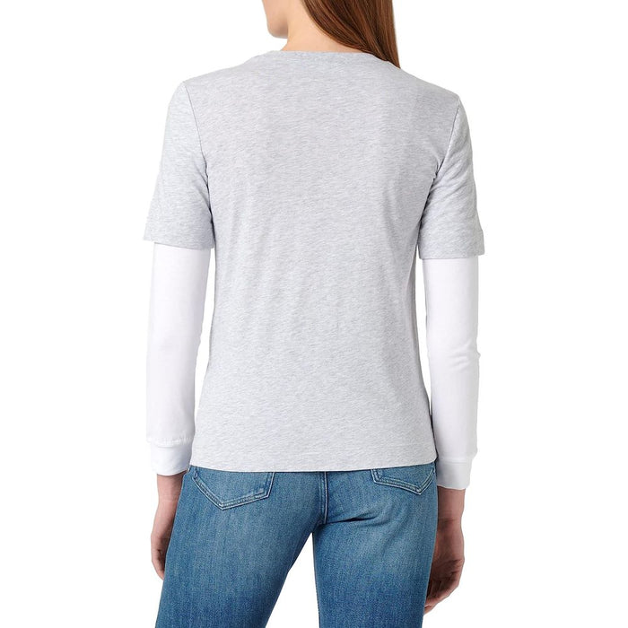 Love Moschino – Schickes, graues Langarm-T-Shirt aus Baumwolle mit Logo