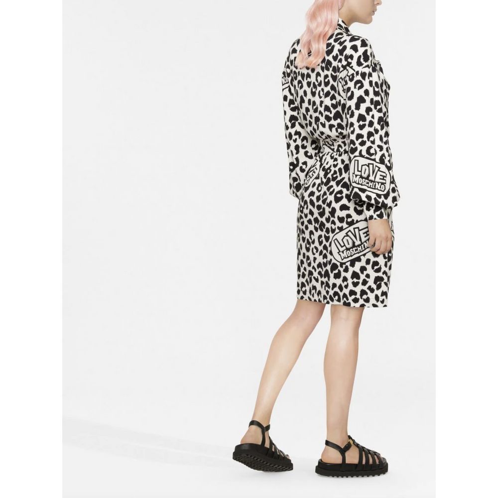 Love Moschino – Schickes, einfarbiges Kleid mit Leopardenmuster