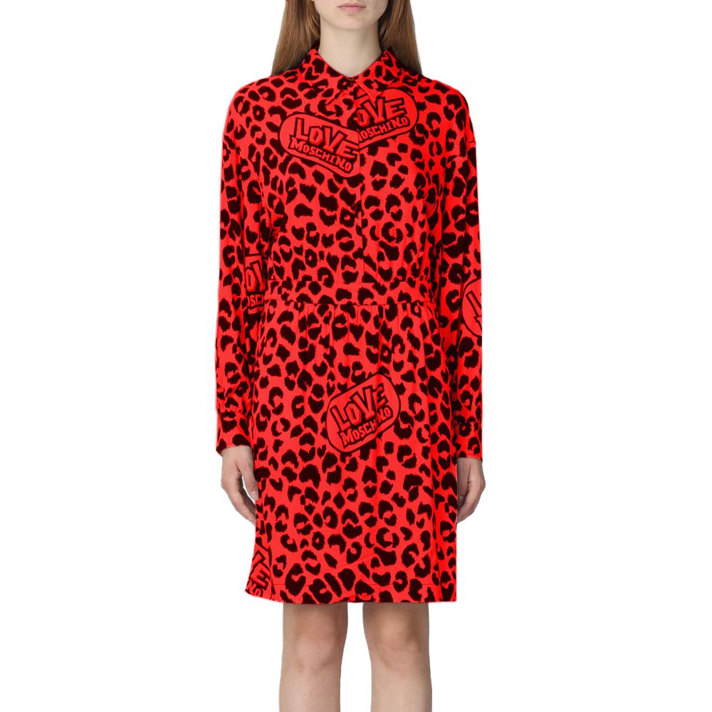 Love Moschino – Elegantes Kleid aus Viskosemischung mit Leopardenmuster
