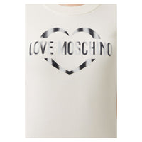 Love Moschino – Schickes weißes Kleid aus Baumwollmischung mit Logo-Akzent
