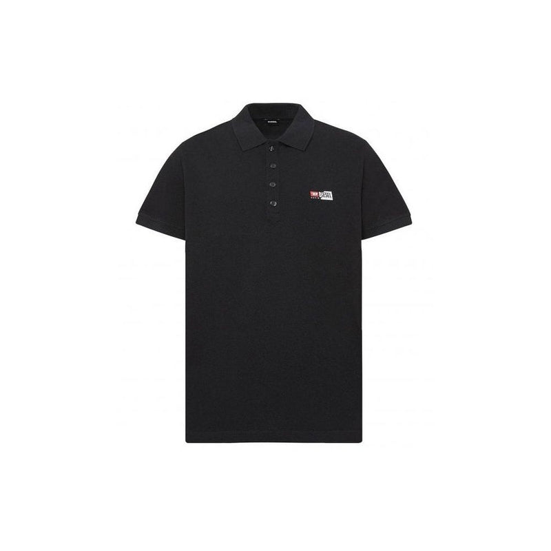 Diesel Sleek Black Cotton Polo with Contrast Logo