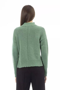 Alpha Studio – Eleganter, grüner Pullover aus Wollmischung mit Rollkragen
